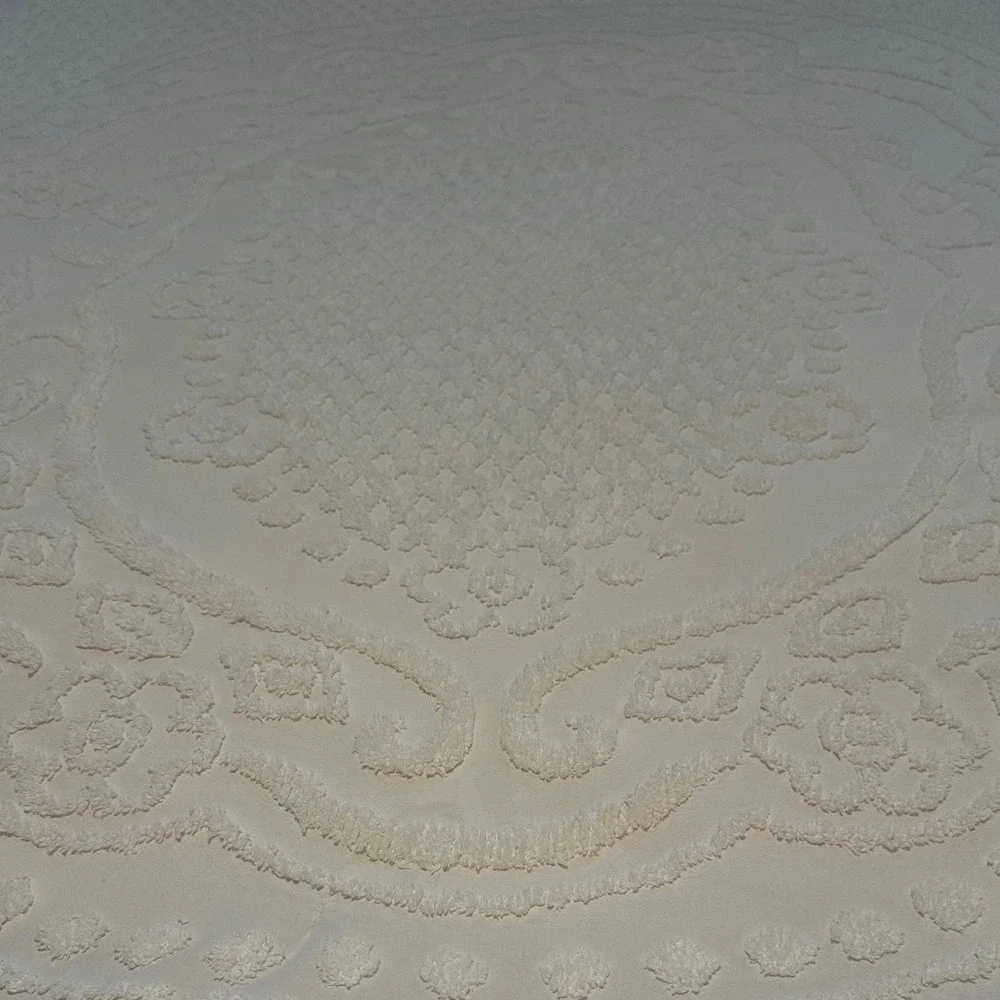 Vintage Chenille Bedspread White Tufted Floral Medallion Shabby Chic READ MCM